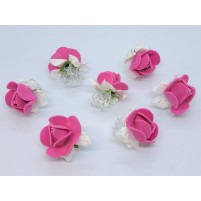 Mini sponke s cvetovi Flowers Dark Pink (2 kosa)