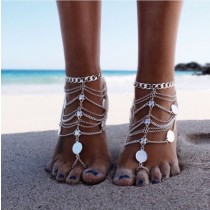 Anklet Chain Boho 2 srebrna